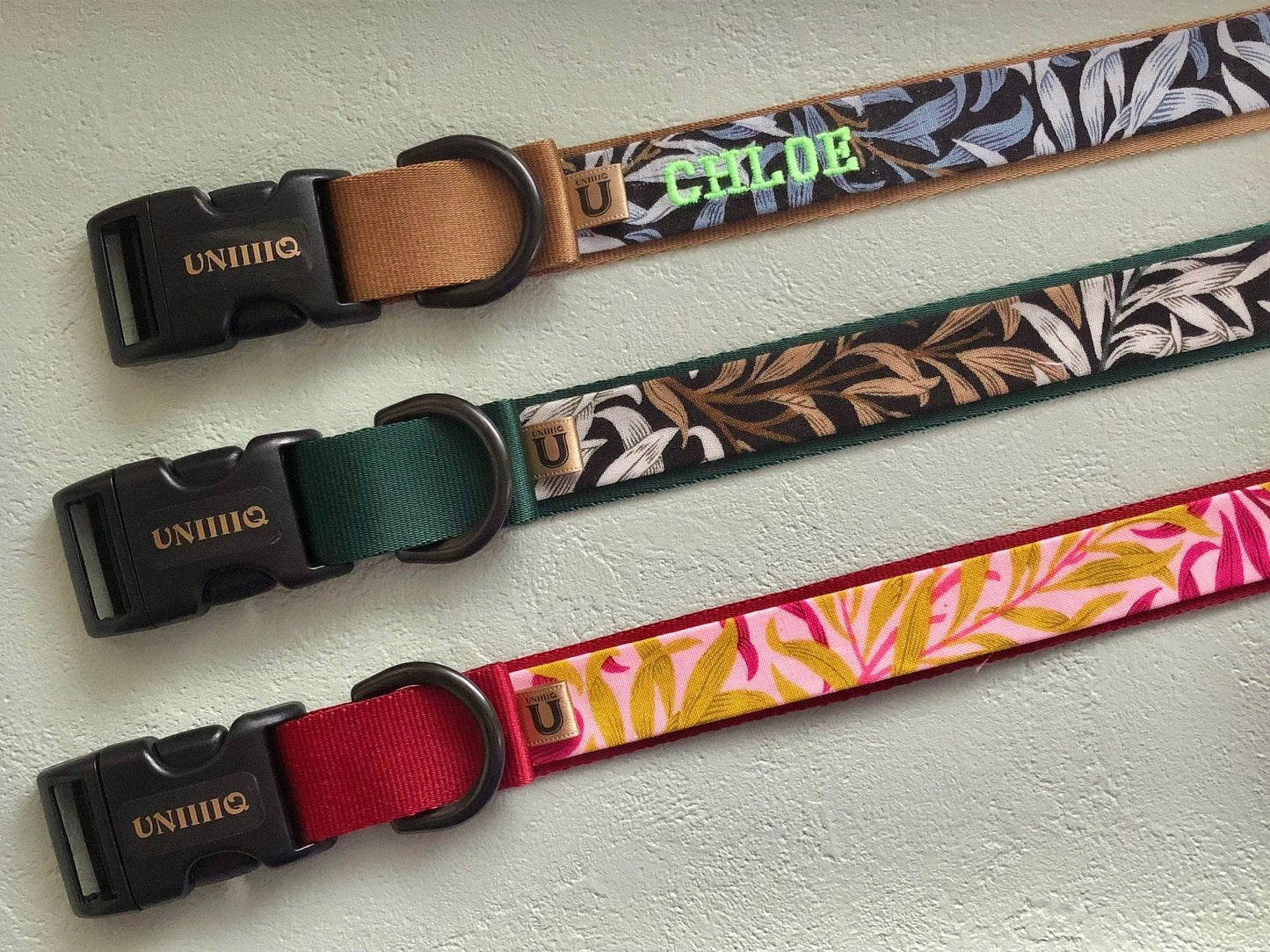 【Buckle collar】William Morris "Willow Bough" - BLUE×COYOTE BROWN