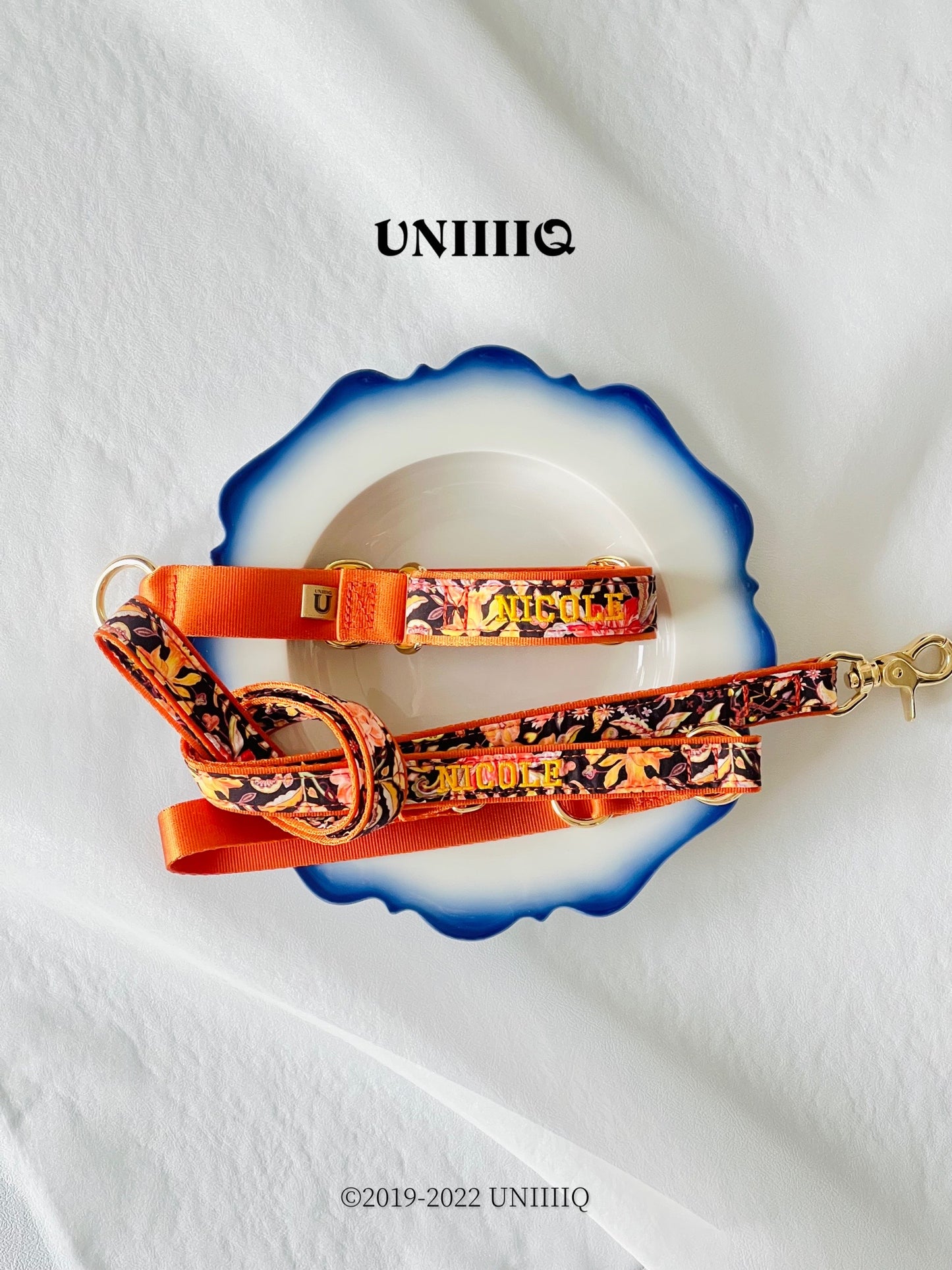 【Martingale collar】Liberty Fabrics "Garden" ORANGE